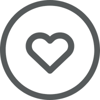 Gray icon of a heart inside a circle